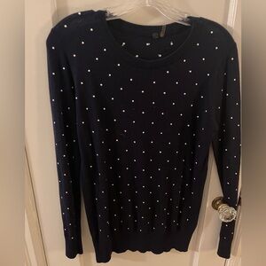Navy Blue Polka Dot Sweater, Small